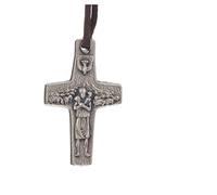 Holyart Colgantes con Cruz: Collar Cruz Papa Francisco metal 2x 1,4 cm con cuerda