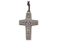 Holyart Colgantes con Cruz: Collar de 5x3,4cm Cruz Papa Francisco metal y cuerda