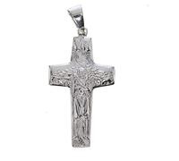 Holyart Colgantes con Cruz: Cruz de Papa Francisco, Buen Pastor, en plata 925