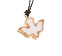 Holyart Colgantes de madera de olivo y Tau: Medalla de madera olivo paloma blanca