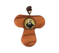 Holyart Colgantes de madera de olivo y Tau: Tau madera olivo Padre Pio