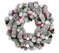 Holyart Corona di Natale Bianca pigne e agrifoglio 33 cm