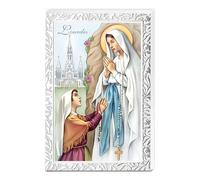 Holyart Cuadro Virgen de Lourdes Bernadette marco plata Valenti 18x12 cm