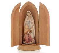 Holyart Imágenes de Madera Pintada: Estatua de la Virgen de Lourdes y Bernadette en el Refugio, 14 cm (5.51 Inc.)