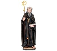 Holyart Imágenes de Madera Pintada: San Benito de Nursia con Cuervo y Pan Madera Val Gardena, 12 cm (4.73 Inc.)