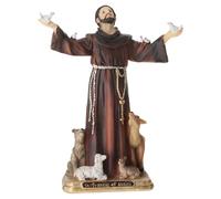 Holyart Imágenes de Resina y PVC: Estatua San Francisco de Asís rodeado por los Animales 20 cm Resina Pintada