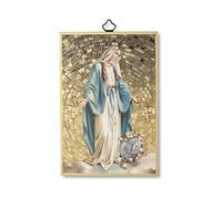 Holyart Impreso sobre Madera Virgen Milagrosa con Medallas Oración Muy Eficaz ITA