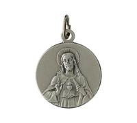 Holyart Medalla Sagrado Corazón de Jesús 18 mm latón Plateado