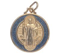 Holyart Medalla San Benito zamak dorado esmalte azul varias medidas, 16 mm (0.63 inc.)