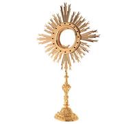 Holyart Obstensores, Teche, Relicarios metal: Obstensorio barroco latón hostia magna teca 15cm - baño oro 24k