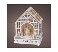 Holyart Pueblos navideños en Miniatura: Carillón casa Papá Noel Madera Movimiento FSC 100% LED Blancos cálidos 24 cm