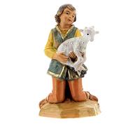Holyart Ragazzo in ginocchio Capra in braccio presepe Fontanini 12 cm