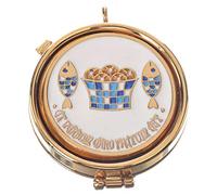 Holyart Relicarios eucarísticos: Caja para hostia Tabga Placa Pan Pez diam 5.3 cm