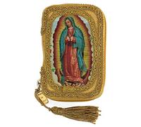 Holyart Relicarios eucarísticos: Estuche para viático Virgen Guadalupe Color Oro con relicario d. 5 cm