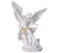 Holyart San Miguel Estatua Resina Blanca y Oro 28 cm