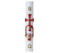 Holyart Velas, cirios, velones: Cirio pascual 90x8 cm con Cordero de Dios y cruz roja