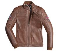 HolyFreedom Due Chaqueta de cuero para motocicleta, marrón, Talla XL