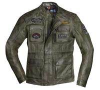 HolyFreedom Quattro Evolution Chaqueta de cuero para motocicleta, Verde oscuro, Talla M