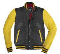 HolyFreedom Varsity College Chaqueta de cuero, negro/amarillo, Talla L