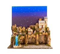 Holyhome Belén de 60 x 34 x 44 cm (23,62 x 13,38 x 17,32 pulgadas) con luz y cielo estrellado de fibra óptica, fabricado y pintado a mano, fabricado en Italia