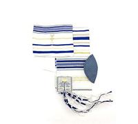 Holyland - Talit para la oración mesiánica, color azul marino y dorado, con bolsa y kipá