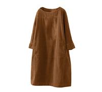 Holywim - Vestido para mujer, talla grande, diseño de pana, 01##marrón, XXXL