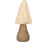 Holz Glas Design Seta de cerámica LED sobre tronco de madera, decoración sencilla y luminosa durante todo el año, para funcionamiento con pilas, 11 x 26 cm (diámetro x altura)