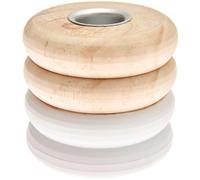 Holz Kerzenhalter Ringe, groß, Weiß, für Kerzen Ø 2,4 cm, Ø 7,5 cm, H 7 cm