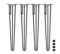 HOLZBRINK 4X Pata de la Mesa Hairpin Leg de Acero con Triple Varilla, Hairpin Pata para Mesa de Estilo Industrial, 80 cm, Acero Pintado en Bruto, Protectores Anti-arañazos incluidos HLT-13A-80-0000