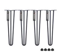 HOLZBRINK 4X Pata de la Mesa Hairpin Leg de Acero con Triple Varilla, Hairpin Pata para Mesa de Estilo Industrial, Altura: 25 cm, Gris Antracita, Protectores Anti-arañazos incluidos HLT-13A-25-7016