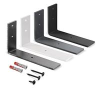 HOLZBRINK Escuadra de metal para baldas, soporte para estantes de pared, estante de pared DIY, Blanco 200x100x40 mm, 2 piezas, HLR-L-200-9016