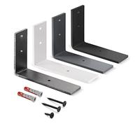 HOLZBRINK Escuadra de metal para baldas, soporte para estantes de pared, estante de pared DIY, Negro 150x100x40 mm, 4 piezas, HLR-L-150-9005