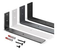 HOLZBRINK Escuadra de metal para baldas, soporte para estantes de pared, estante de pared DIY, Negro 300x100x40 mm, 2 piezas, HLR-L-300-9005