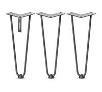 HOLZBRINK Patas Hairpin de Metal Antracita 30 cm (3 Piezas) HLT-12A | Patas de Horquilla para Muebles Bajos, cómodas, Muebles DIY | Estilo Industrial, diseño Vintage, Estructura Robusta