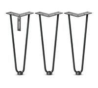 HOLZBRINK Patas Hairpin de Metal Negro 30 cm (3 Piezas) HLT-12A | Patas de Horquilla para Muebles Bajos, cómodas, Muebles DIY | Estilo Industrial, diseño Vintage, Estructura Robusta