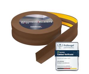 HOLZBRINK Rodapie PVC adhesivo 32x23mm, 15 m | Rodapie flexible para el acabado de encimeras cocina, muebles baño | Perfil PVC | Color: roble oscuro