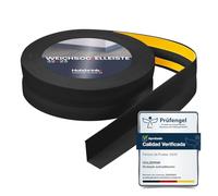 HOLZBRINK Rodapie PVC adhesivo 32x23mm, 20 m | Rodapie flexible para el acabado de encimeras cocina, muebles baño | Perfil PVC | Color: negro