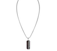HOLZKERN Collar de acero inoxidable para hombre Outlands color nogal/plata