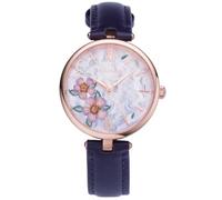 HOLZKERN Reloj de Mujer Everbloom Flor de Ciruelo Violeta/Color Oro Rosa
