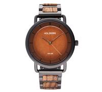 HOLZKERN Reloj de Pulsera Solar para Hombre Lauri Zebrano/Hoja marrón
