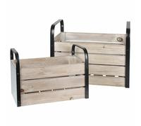 Holzkisten-Set Con Asas de Metal 2-teilig Caja de Almacenamiento
