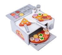 Holzpizzatheke - kreatives Kinder Spielset | Holz Pizzaofen Spielzeug - Rollendes Lernspielzeug für Jùngen & Mädchen AB 3 Jahren zur Förderung Von Fantasie, Motorik und interaktiver Spielzeit