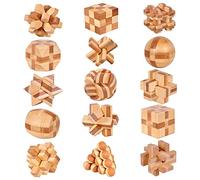 Holzsammlung 15 Piezas Rompecabezas de Madera, 3D IQ Juegos de Ingenio, Rompecabezas Madera Mini Puzzle Bloqueo Juguetes Educativos Regalo para Niños Adultos Adolescentes, 4.5cm