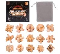Holzsammlung 15 Piezas Rompecabezas de Madera, 3D IQ Juegos de Ingenio, Rompecabezas Madera Puzzle Bloqueo Juguetes Educativos Regalo para Niños Adultos Adolescentes, 4.5cm
