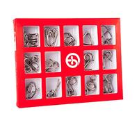 Holzsammlung 15 Piezas Rompecabezas de Metal, Juegos de Ingenio Rompecabezas Metal Classic Mini IQ Puzzle, Juguetes Inteligencia Educativos Regalo para Adultos Niños Adolescentes