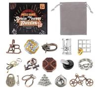 Holzsammlung 15 Piezas Rompecabezas Metal, Juegos de Ingenio Metal Puzzle, Juegos Logica Inteligencia Educativos IQ Puzzle Juguetes Metalicos Rompecabezas Regalo para Adultos Adolescentes