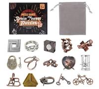 Holzsammlung 15 Piezas Rompecabezas Metal, Juegos de Ingenio Metal Puzzle, Juegos Logica Inteligencia Educativos IQ Puzzle Juguetes Metalicos Rompecabezas Regalo para Adultos Adolescentes