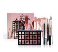 Holzsammlung 40 Colores Maquillaje Paleta de Sombra de Ojos Brillo Mate Pigmentado de Alta Durabilidad Maquillaje Sombra de Ojos Pallete Cosméticos,con Brocha de Maquillaje, Rímel y Lápiz de Rejas
