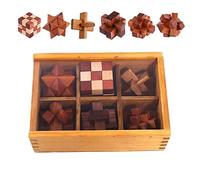 Holzsammlung 6 Piezas Rompecabezas de Madera, 3D IQ Juegos de Ingenio, Rompecabezas Madera Puzzle Bloqueo Juguetes Educativos Regalo para Niños Adultos Adolescentes, 4.5cm