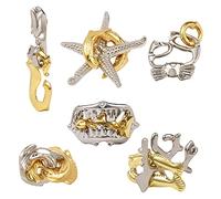 Holzsammlung 6 Piezas Rompecabezas Metal, Juegos de Ingenio Metal Puzzle, Juegos Logica Inteligencia Educativos IQ Puzzle Juguetes Metalicos Rompecabezas Regalo para Adultos Adolescentes